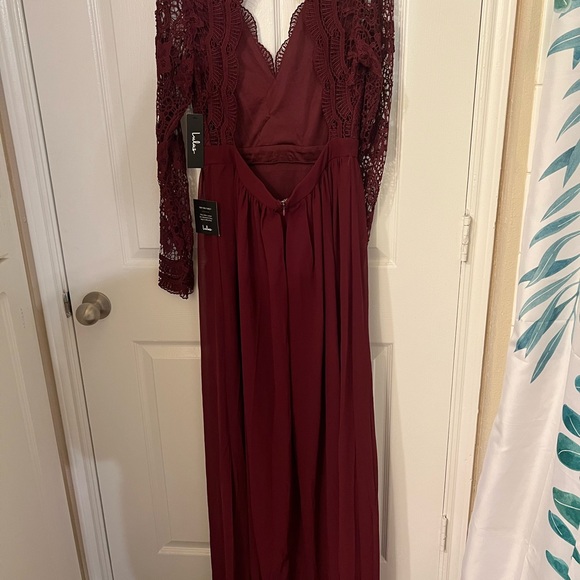 Lulu’s Awaken My Love Burgundy Long Sleeve Lace Maxi Dress - NWT - Picture 4 of 5